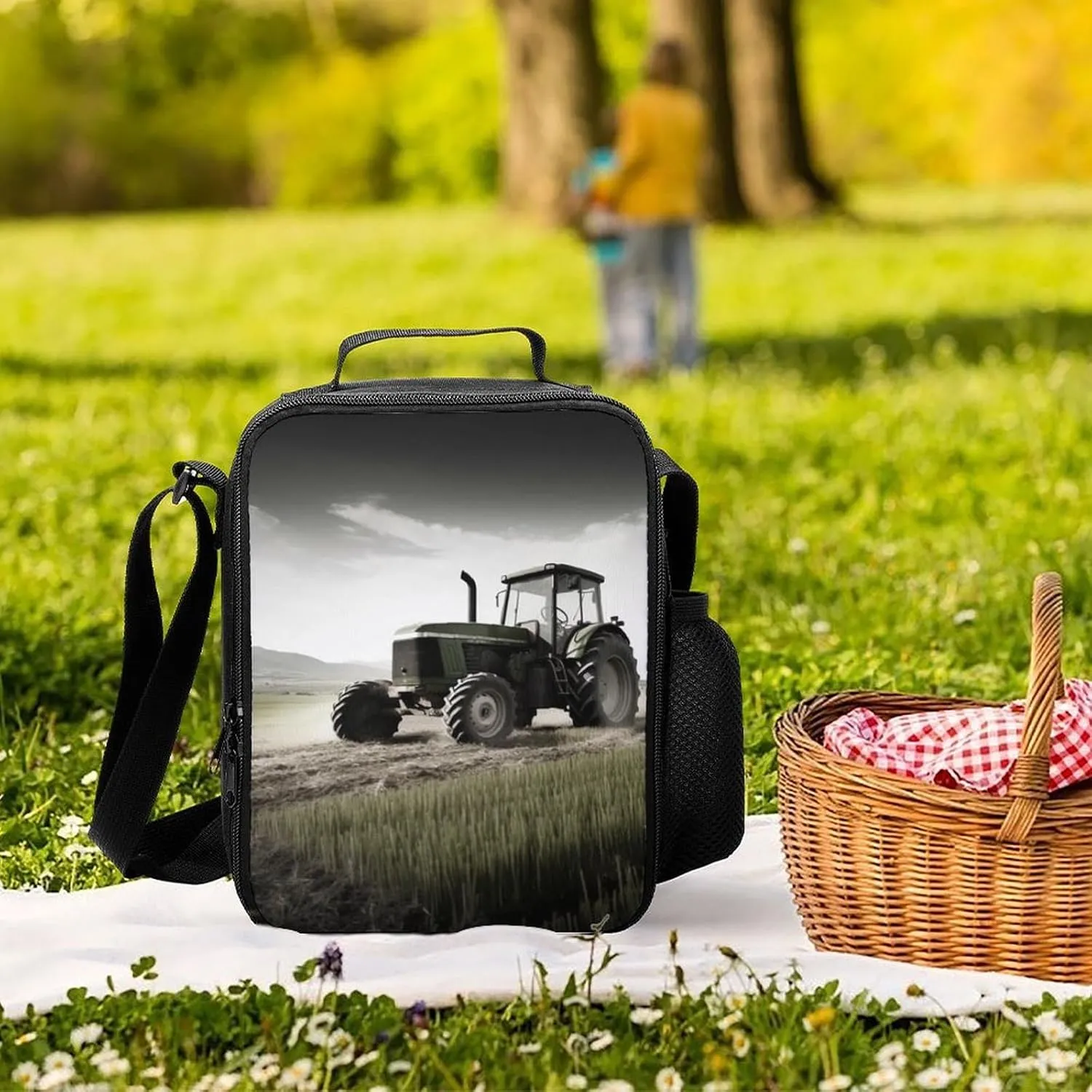 Lunch Bag for Women Men Lunch Box Reusable Tractor Agriculture Tranquil Lunch Tote Bag Leakproof Lunch Cooler Bag for Work