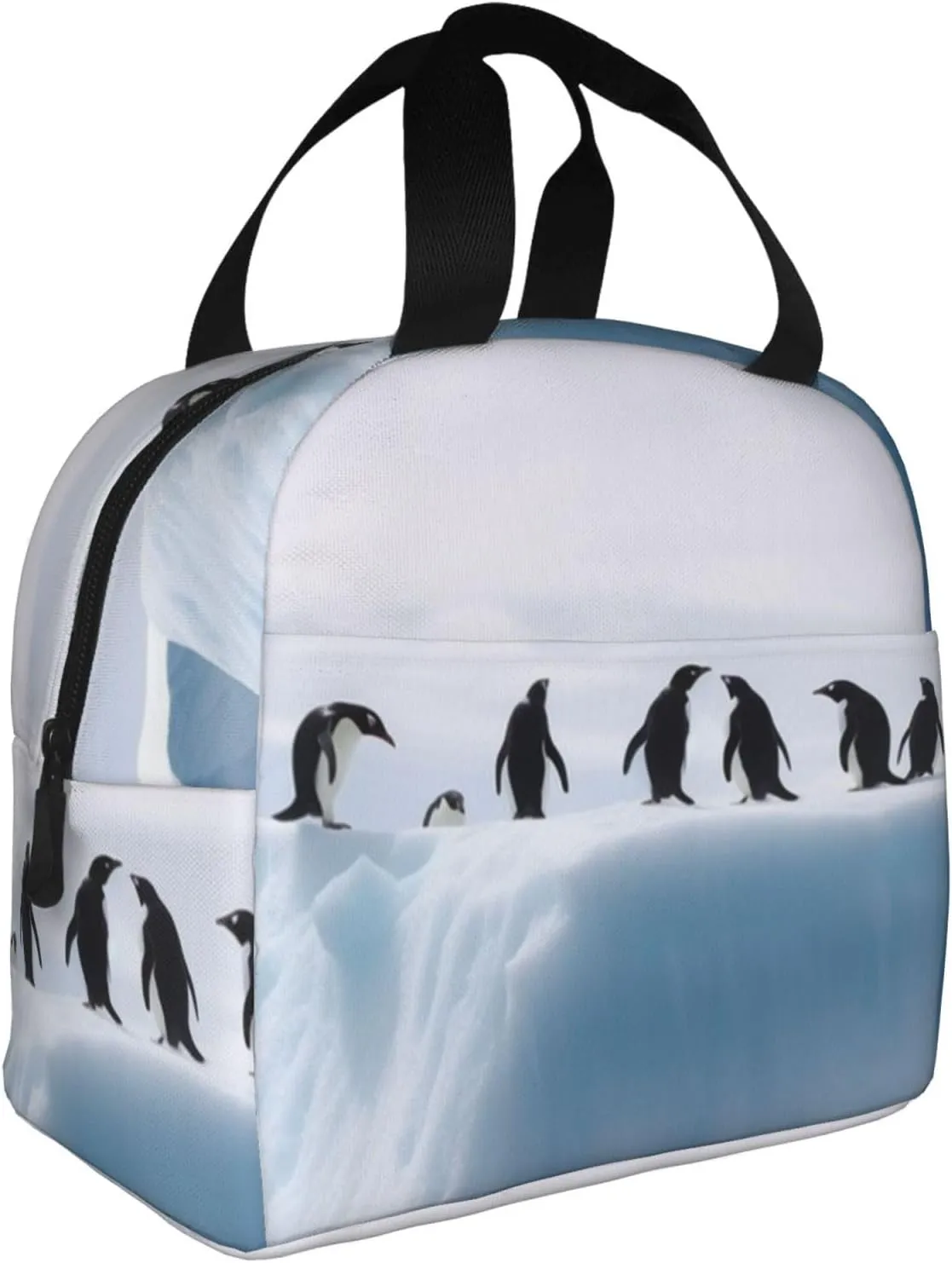 Lunch Bag for Women Men Penguins on the Iceberg LunchBox Portable Insulated Lunch Box Reusable Tote Bags for Work