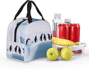 Lunch Bag for Women Men Penguins on the Iceberg LunchBox Portable Insulated Lunch Box Reusable Tote Bags for Work