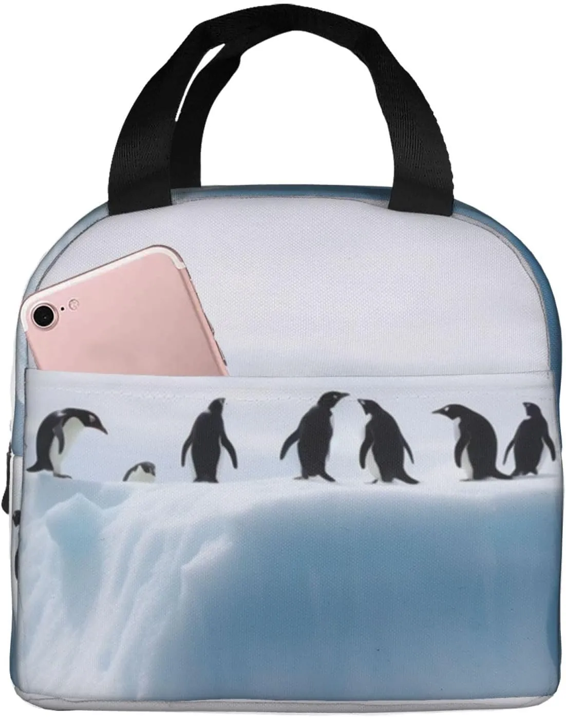 Lunch Bag for Women Men Penguins on the Iceberg LunchBox Portable Insulated Lunch Box Reusable Tote Bags for Work