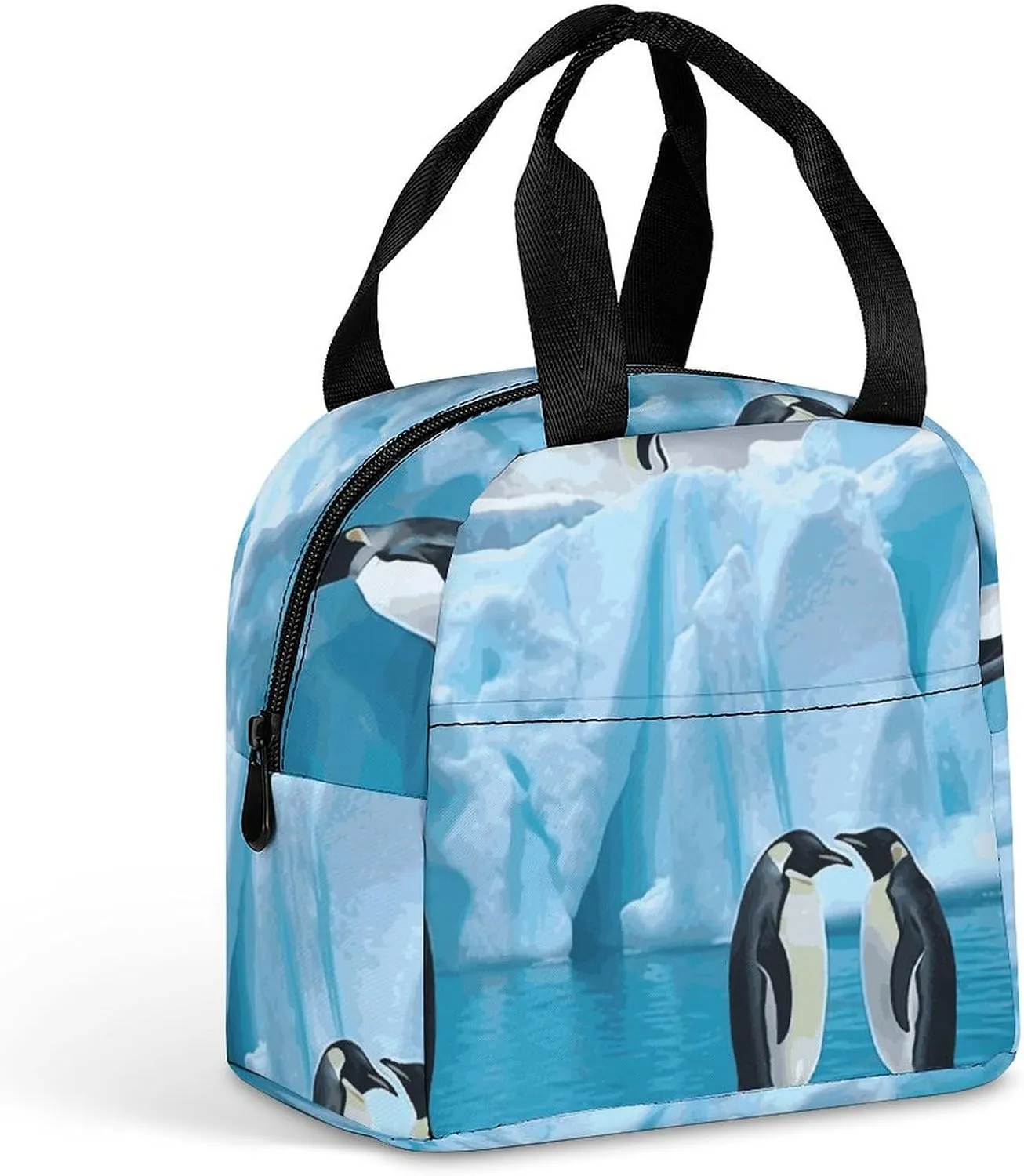 Lunch Bag for Women Men Penguins On The Iceberg Reusable Insulated Lunch Tote Bag Small Leakproof Cooler Food Containers for Office Travel Outdoor