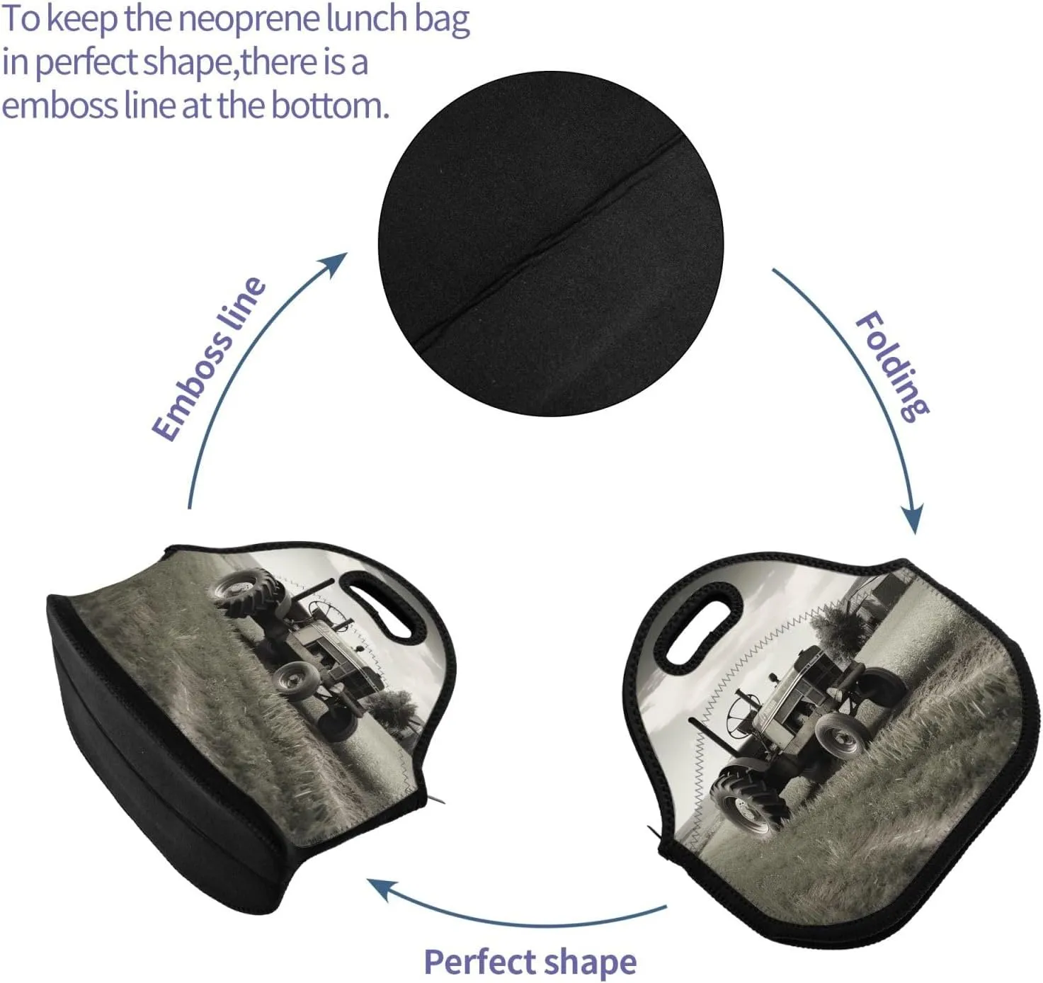 Lunch Bag Insulated Lunch Box for Women Men Reusable Tractor Agriculture Tranquil Lunch Tote Cooler Bag for Office Work