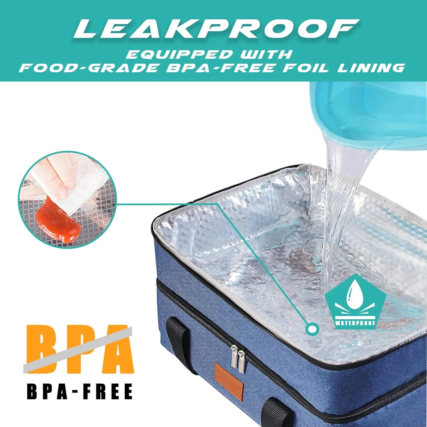 Lunch Bag Insulated Thermal Food Carrier Insulated Double Decker Casserole Carrier for Hot or Cold Food,Insulated Tote Bag for Potluck Cookouts Picnic,Lasagna Holder