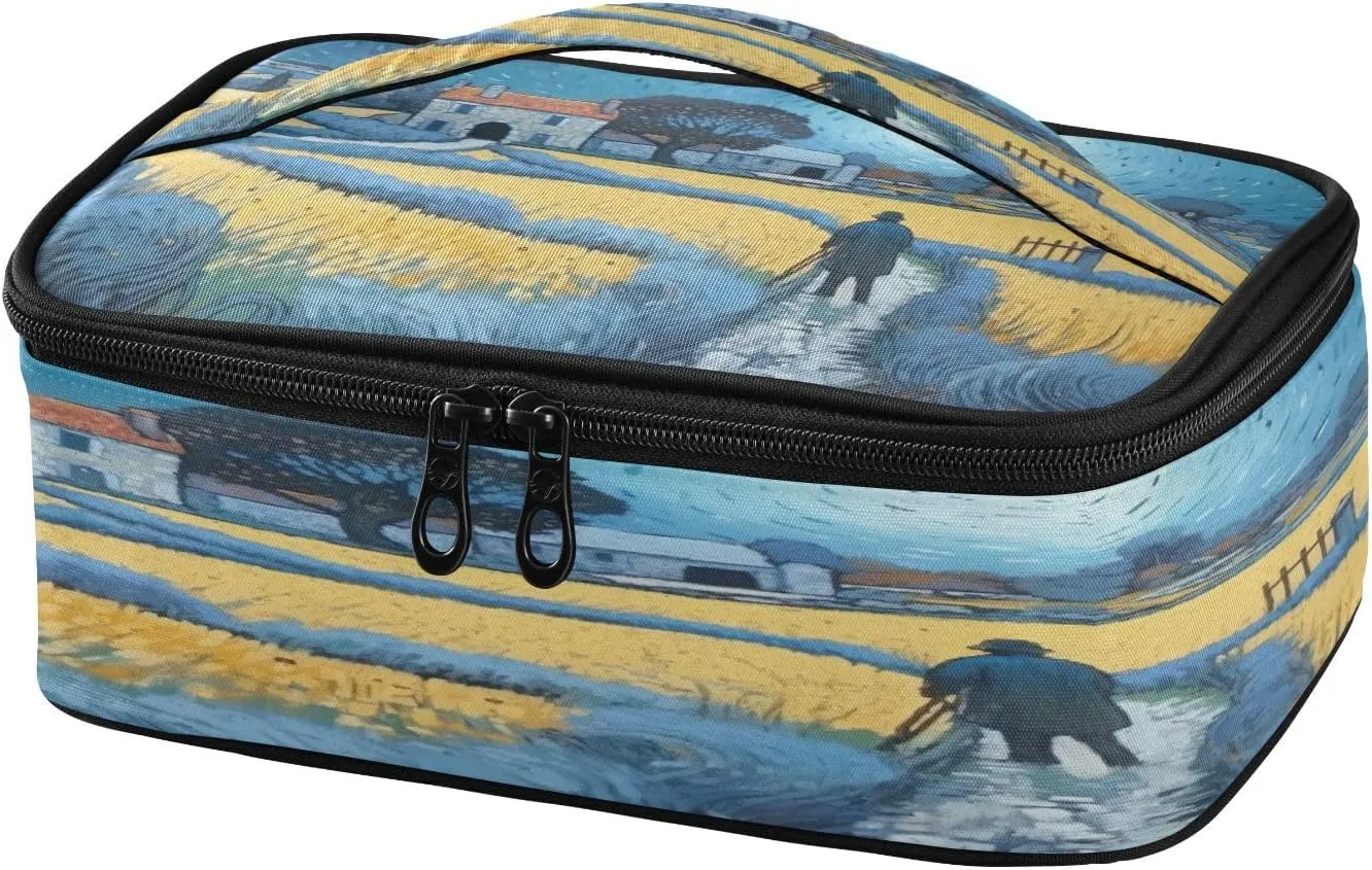 Lunch Bags Farmland Painting Insulated Reusable Lunch Box Portables Leakproof Lunch Cooler Bag for Picnic, Work, Camping