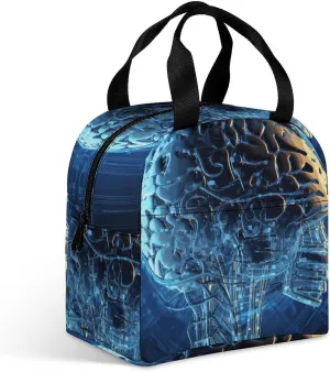 Lunch Box Artificial Intelligence Brain Lunch Bags for Women Men Reusable Lunchbox Leakproof Tote Bag for Office Work Picnic Hiking