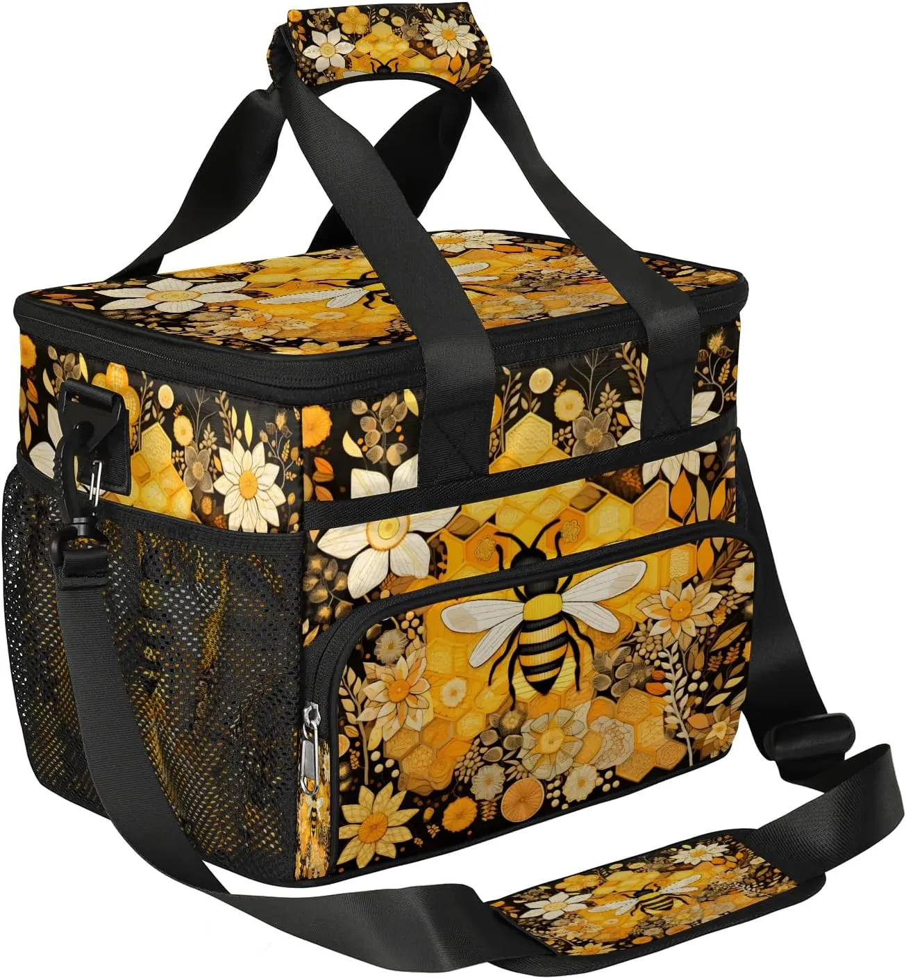 Lunch Box for Men Heavy Duty Insulated Lunch Bag for Women Honey Bee Lunchbox for Adults Lunch Cooler Bag for Work, Picnic, Beach Lunch Boxes with Adjustable Shoulder Strap