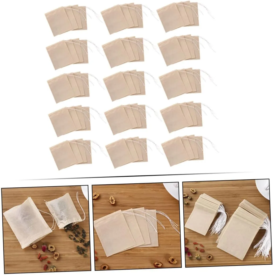 Luxshiny 200pcs Tea Filter Bag Set Paper Tea Bags Strainer Easy Drawstring Closure Great for Hot Pot