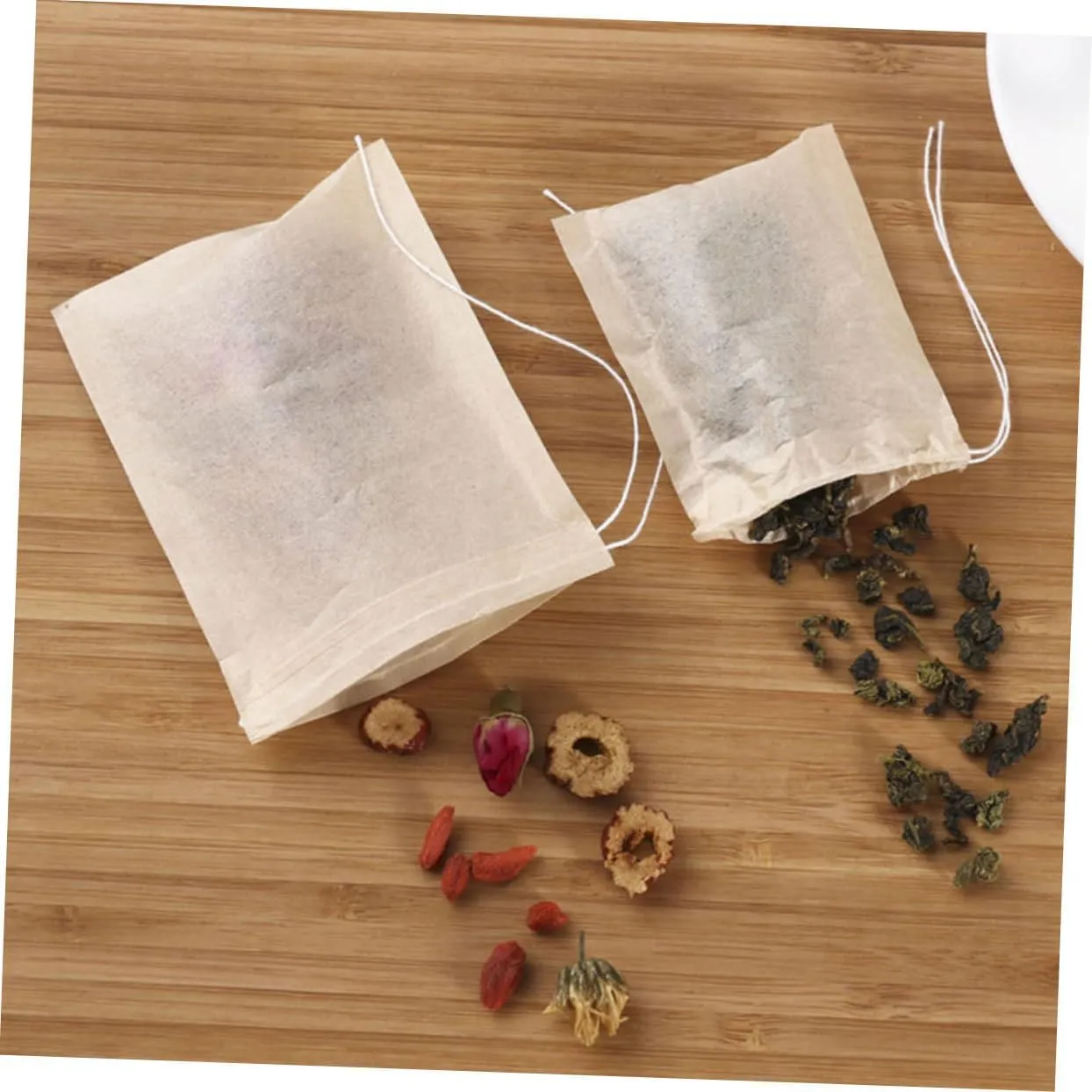 Luxshiny 200pcs Tea Filter Bag Set Paper Tea Bags Strainer Easy Drawstring Closure Great for Hot Pot