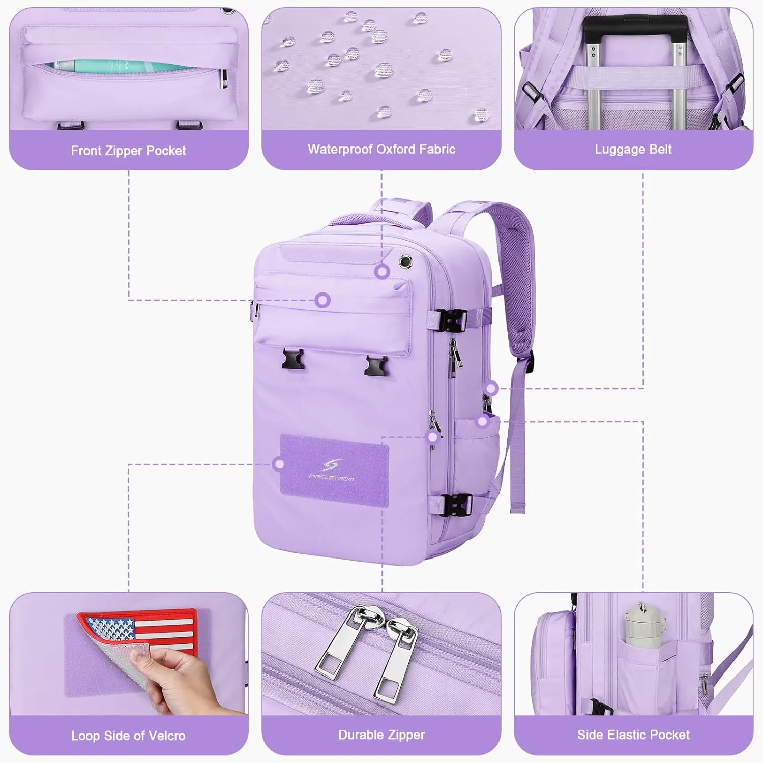 Maelstrom Travel Backpack for Women Men, 2 in 1 Crossbody Bag Laptop Backpack Fits 15.6-17.3 Inch Laptop, 26L Work/Nurse/Teacher Bag, Carry On Backpack with Shoe Compartment,Purple