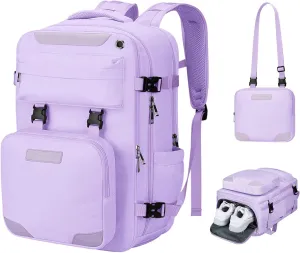 Maelstrom Travel Backpack for Women Men, 2 in 1 Crossbody Bag Laptop Backpack Fits 15.6-17.3 Inch Laptop, 26L Work/Nurse/Teacher Bag, Carry On Backpack with Shoe Compartment,Purple