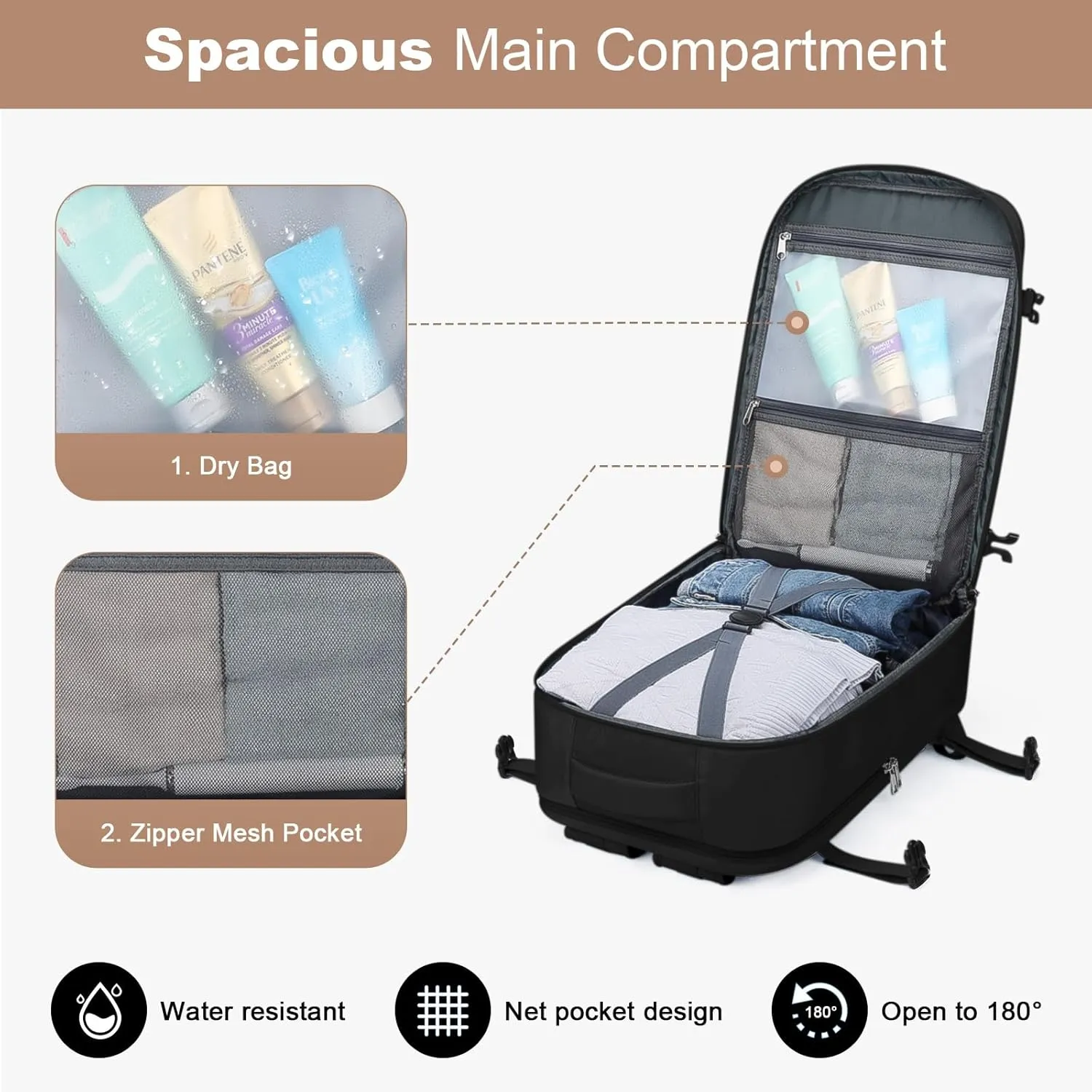 Maelstrom Travel Backpack for Women Men, 2 in 1 Crossbody Bag Laptop Backpack Fits 17.3 Inch Laptop, 26L Work Bag, Carry on Backpack