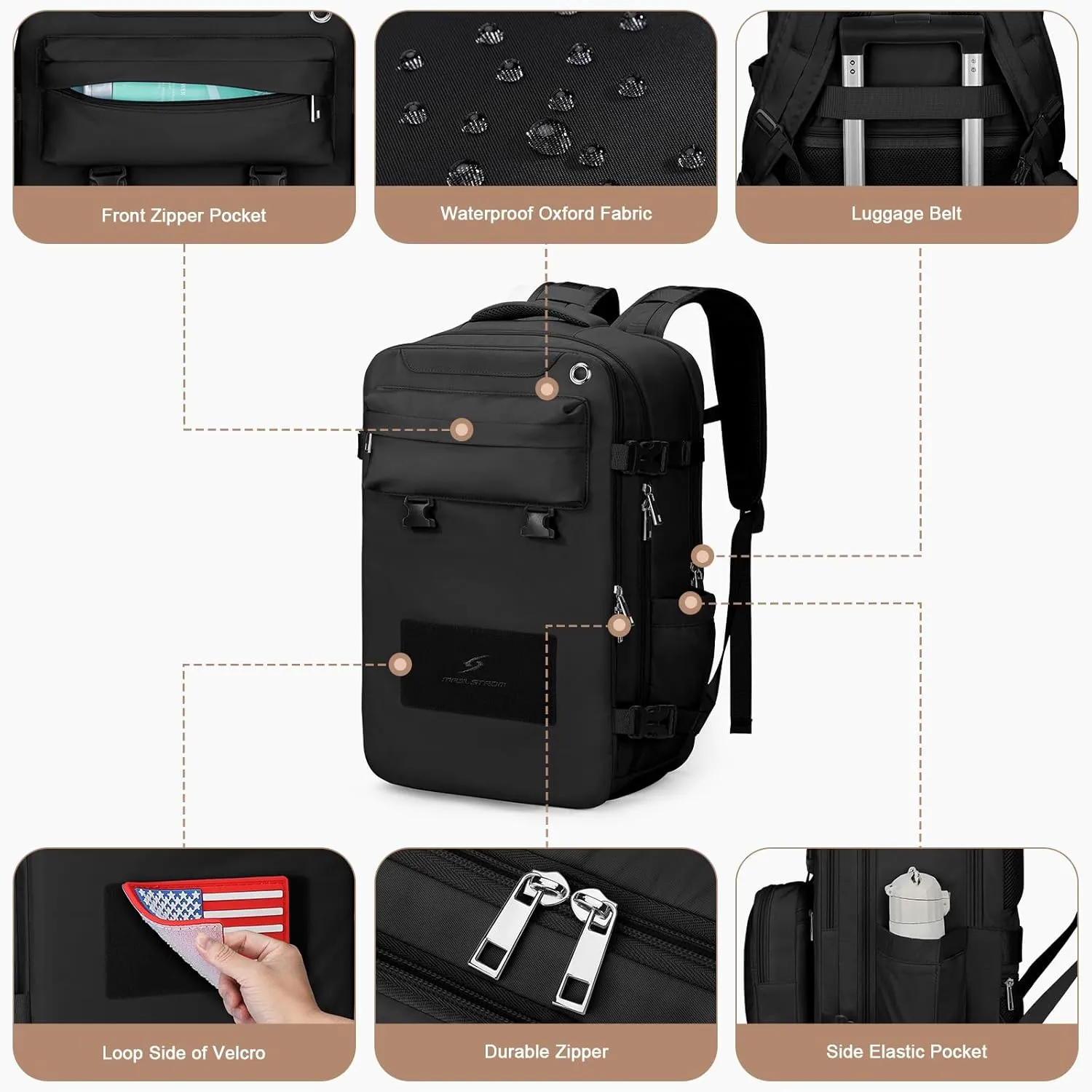 Maelstrom Travel Backpack for Women Men, 2 in 1 Crossbody Bag Laptop Backpack Fits 17.3 Inch Laptop, 26L Work Bag, Carry on Backpack