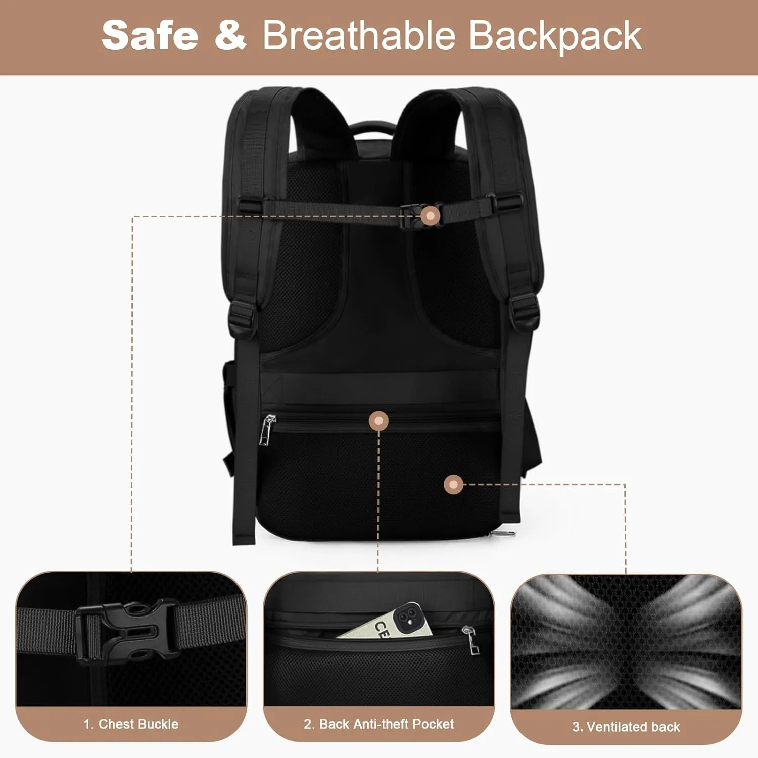 Maelstrom Travel Backpack for Women Men, 2 in 1 Crossbody Bag Laptop Backpack Fits 17.3 Inch Laptop, 26L Work Bag, Carry on Backpack