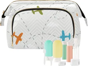 Makeup Bag Cosmetic Bag, Boy Seamless Pattern with Color Planes Large Capacity Travel Pouch Makeup Case Organizer for Women Toiletry Bag with Zipper for Ladies Girls