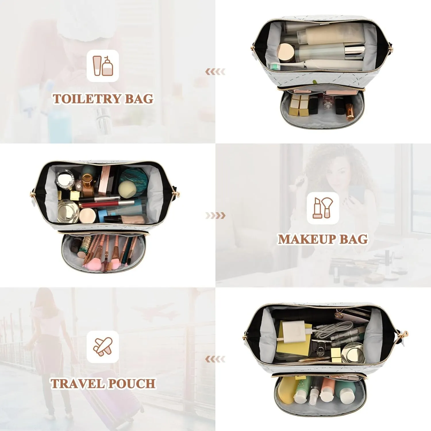 Makeup Bag Cosmetic Bag, Boy Seamless Pattern with Color Planes Large Capacity Travel Pouch Makeup Case Organizer for Women Toiletry Bag with Zipper for Ladies Girls