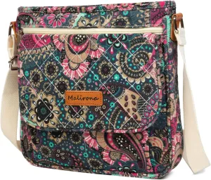 Malirona Women 's Durable Floral Crossbody Bag Canvas Messenger Handbag Multi Pocket Travel Satchel Purse