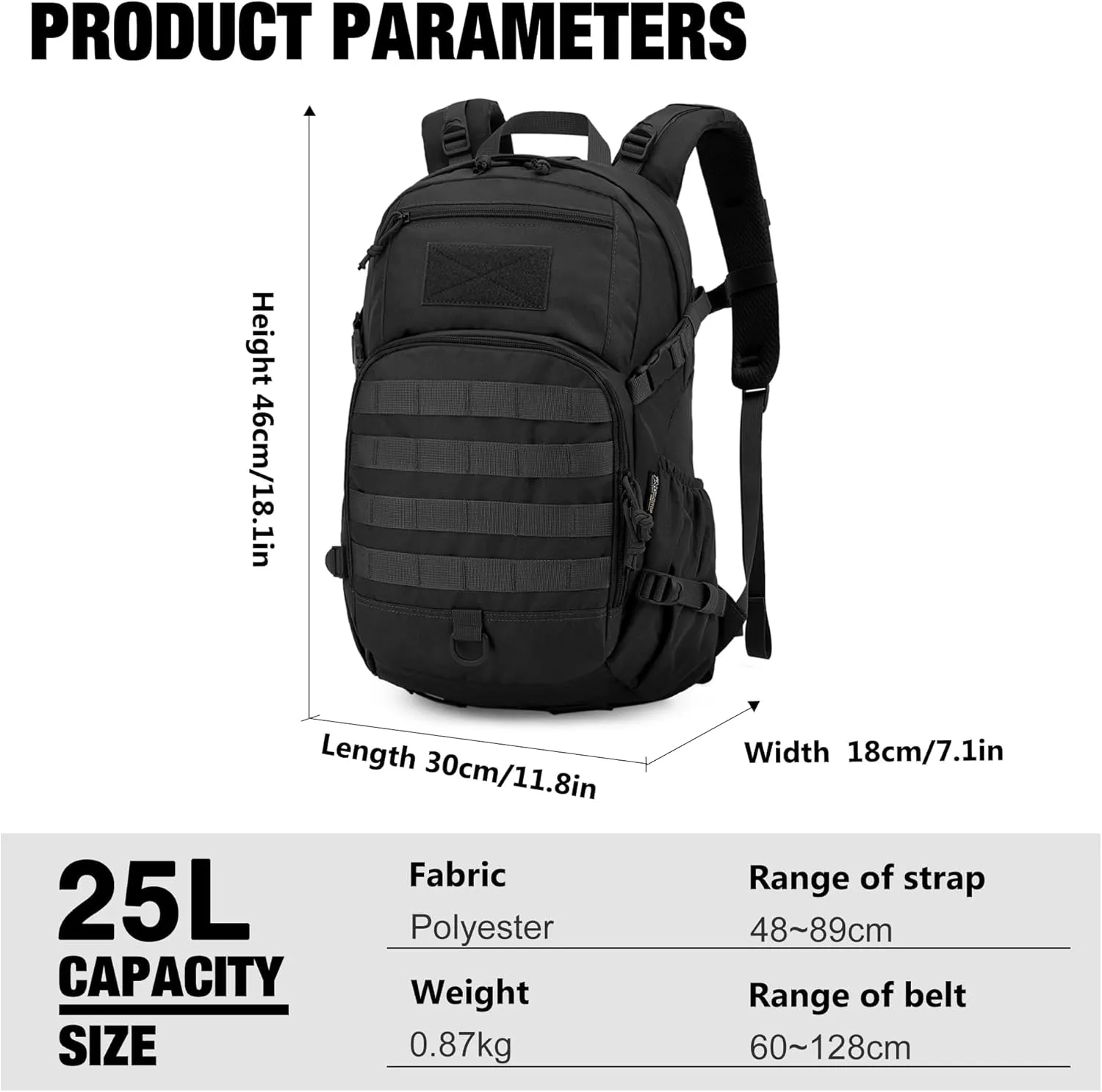 Mardingtop Small Tactical Backpack,Molle Hiking Backpack for Backpacking,Cycling and Biking,25L Backpack