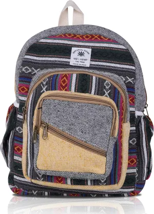 Marubhumi Small Hemp Backpack Lightweight Traveling Backpack Cotton Stripe Daypack Handmade Himalayan Bohemain Backpack Small COMPACT Size:13" X 10" X 4" Inche