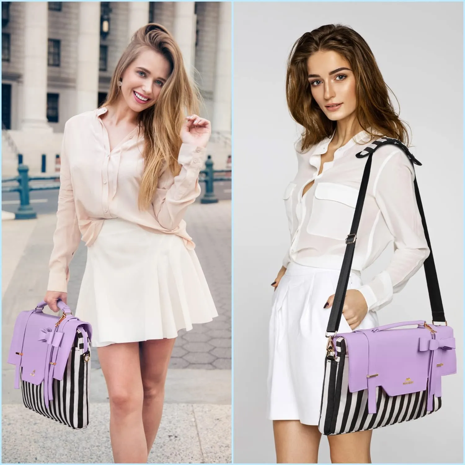 MATEIN Laptop Tote Bag for Women, 15.6 inch Cute Computer Sleeve Case Briefcase with RFID Pocket for Nurse Teacher, Lightweight Messenger Carrying Shoulder Handbag, Sister Gift for Office Work, Purple