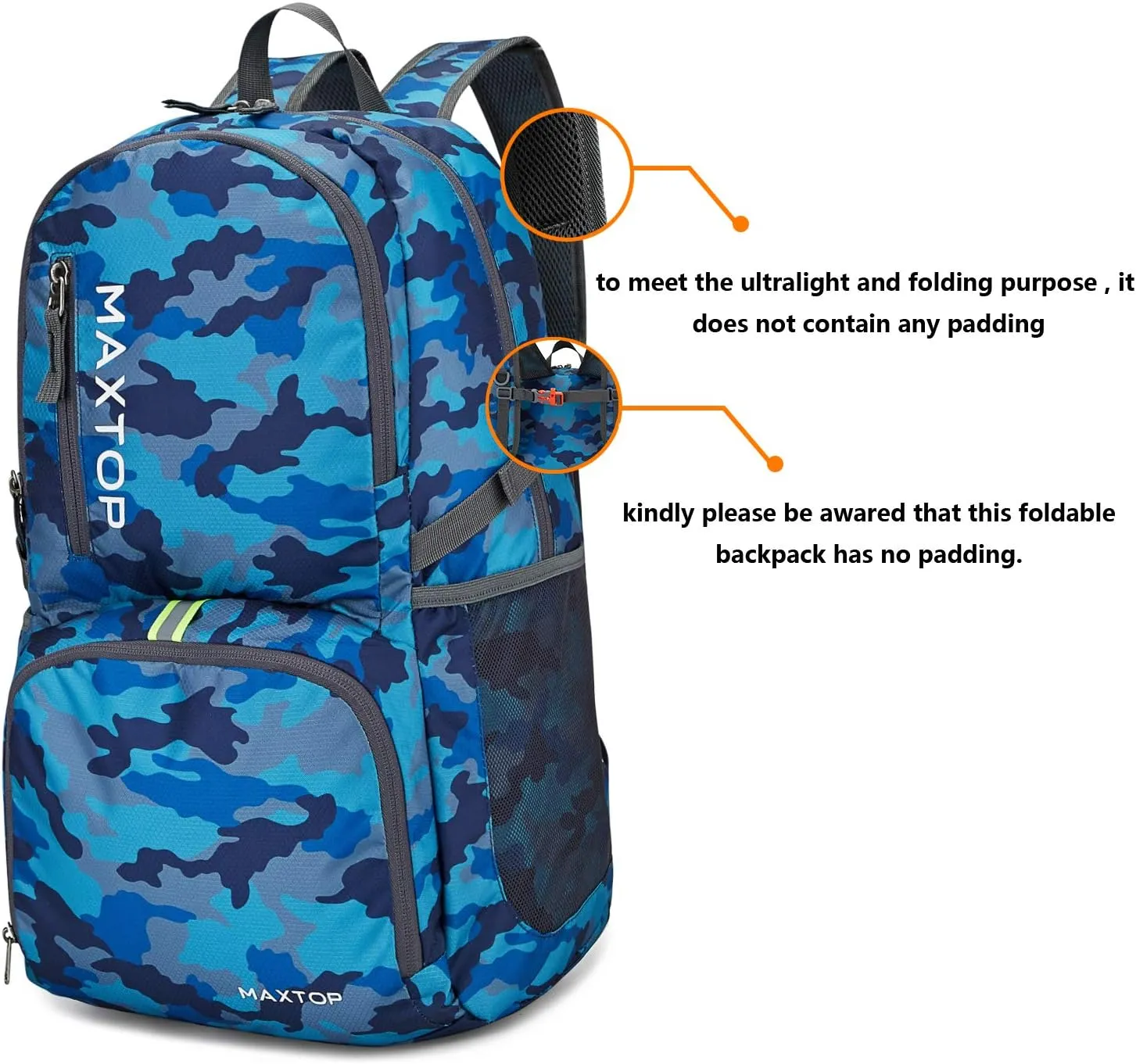 MAXTOP 40/50L Lightweight Packable Backpack for Hiking Traveling Camping Water Resistant Foldable Outdoor Travel Daypack