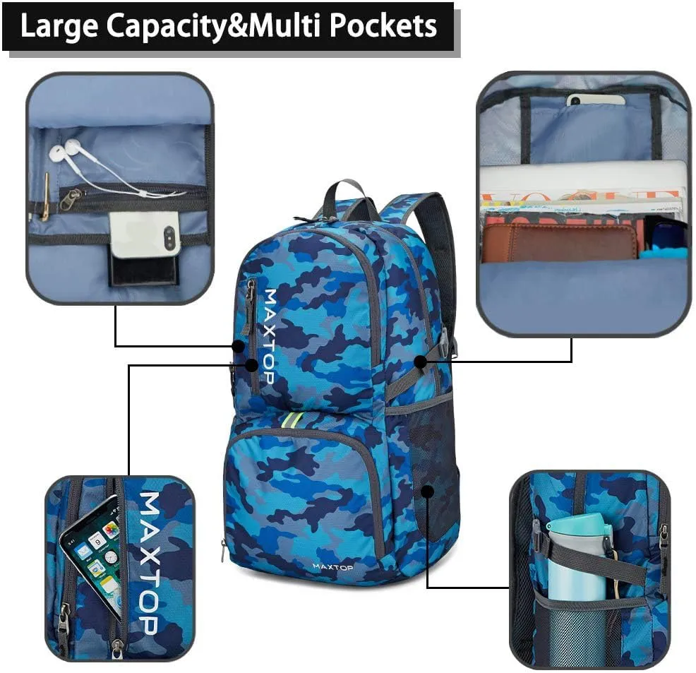 MAXTOP 40/50L Lightweight Packable Backpack for Hiking Traveling Camping Water Resistant Foldable Outdoor Travel Daypack