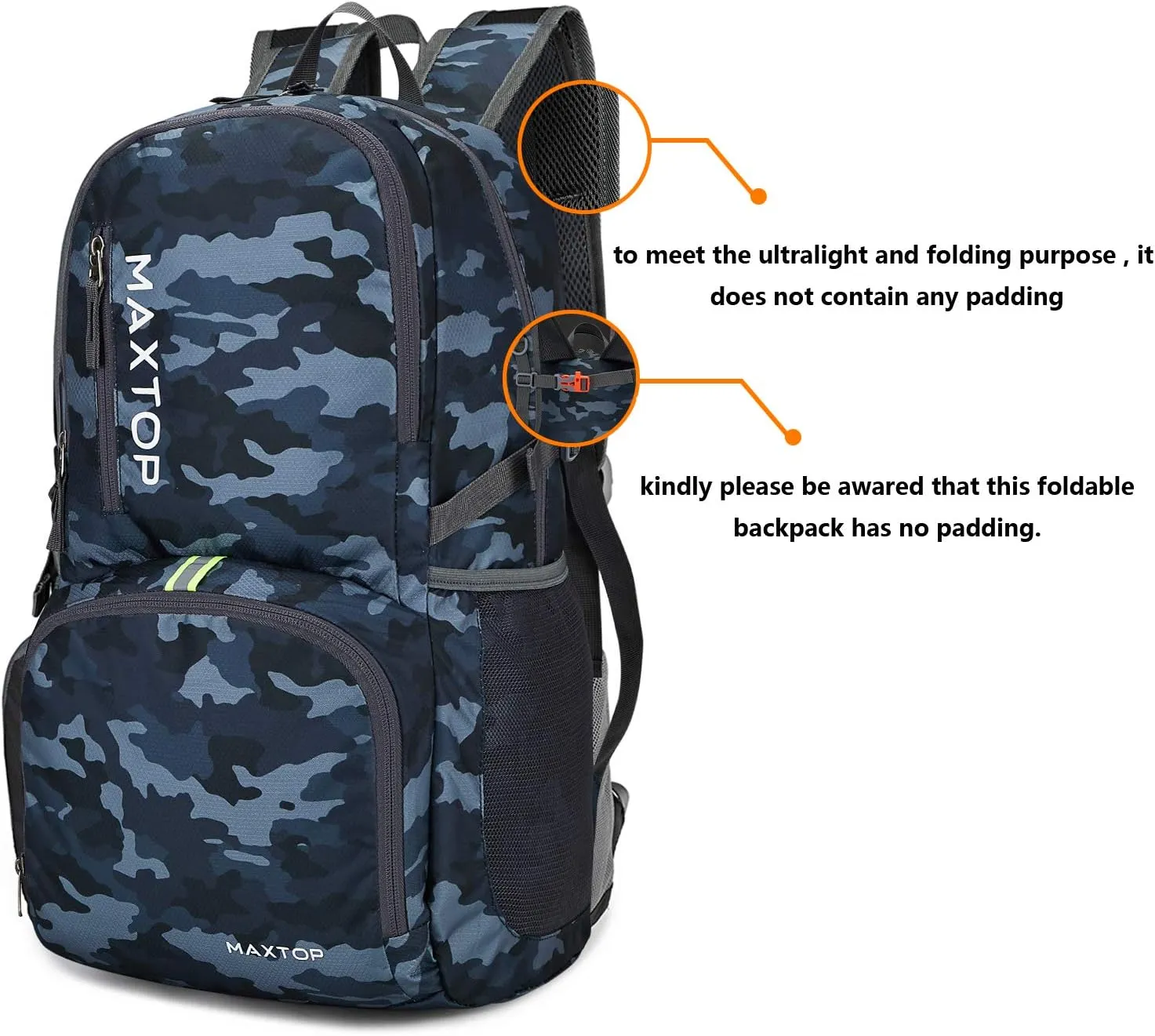 MAXTOP 40/50L Lightweight Packable Backpack for Hiking Traveling Camping Water Resistant Foldable Outdoor Travel Daypack