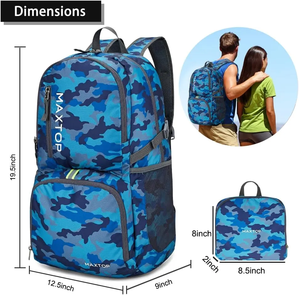 MAXTOP 40/50L Lightweight Packable Backpack for Hiking Traveling Camping Water Resistant Foldable Outdoor Travel Daypack