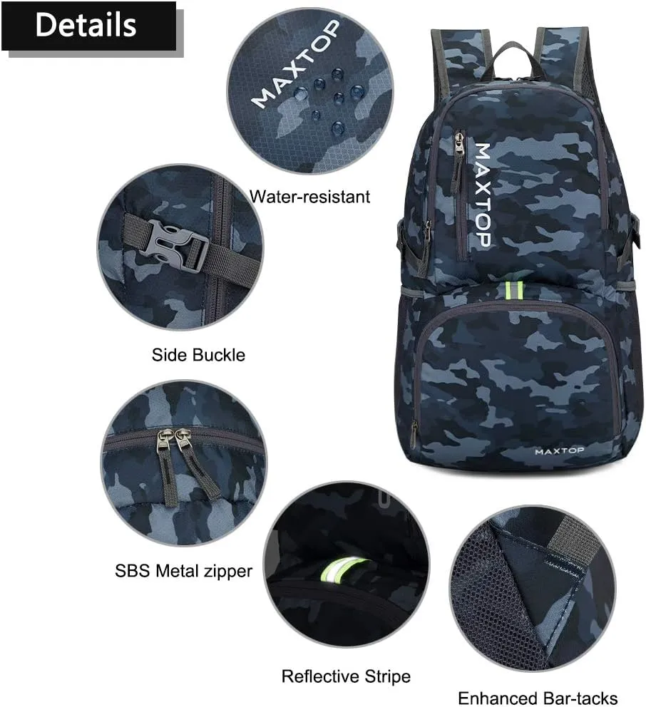 MAXTOP 40/50L Lightweight Packable Backpack for Hiking Traveling Camping Water Resistant Foldable Outdoor Travel Daypack
