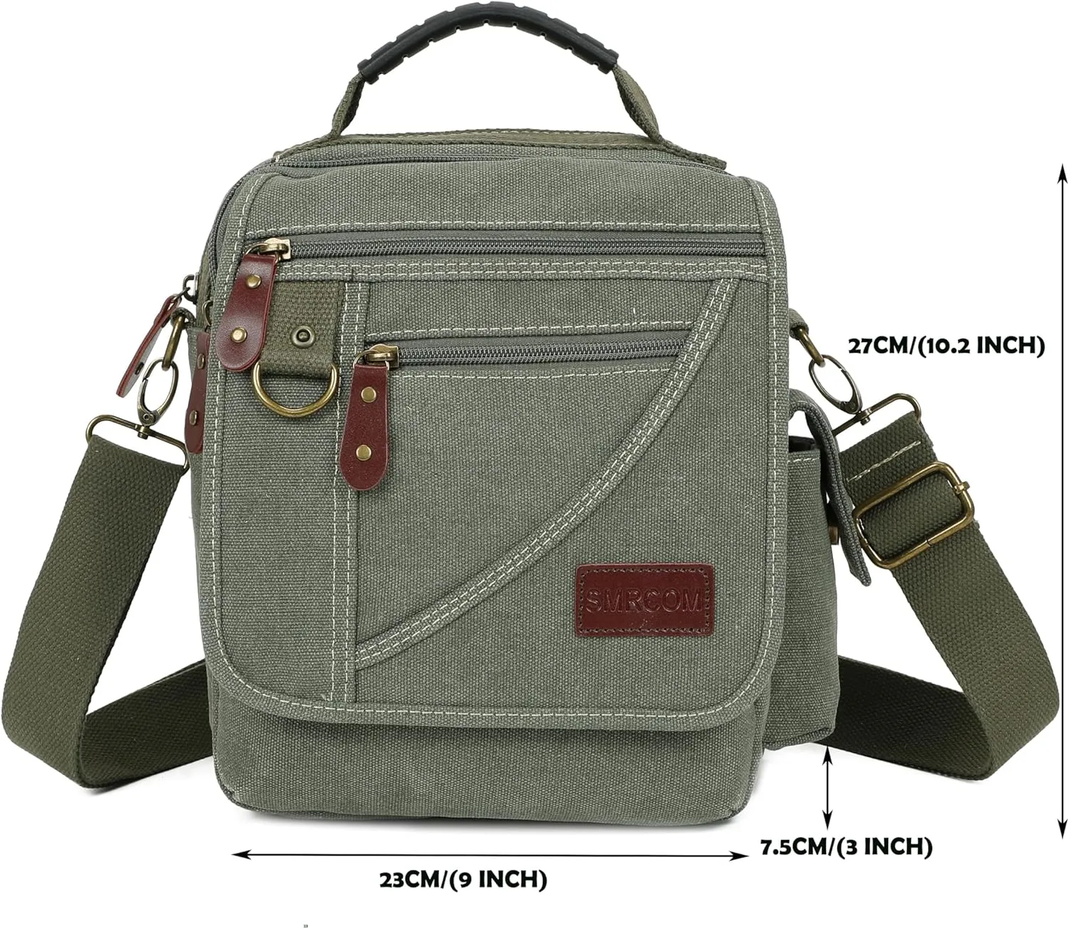 Men Purse Shoulder Small Crossbody Canvas Messenger Tote Side Travel Bag Detachable Strap