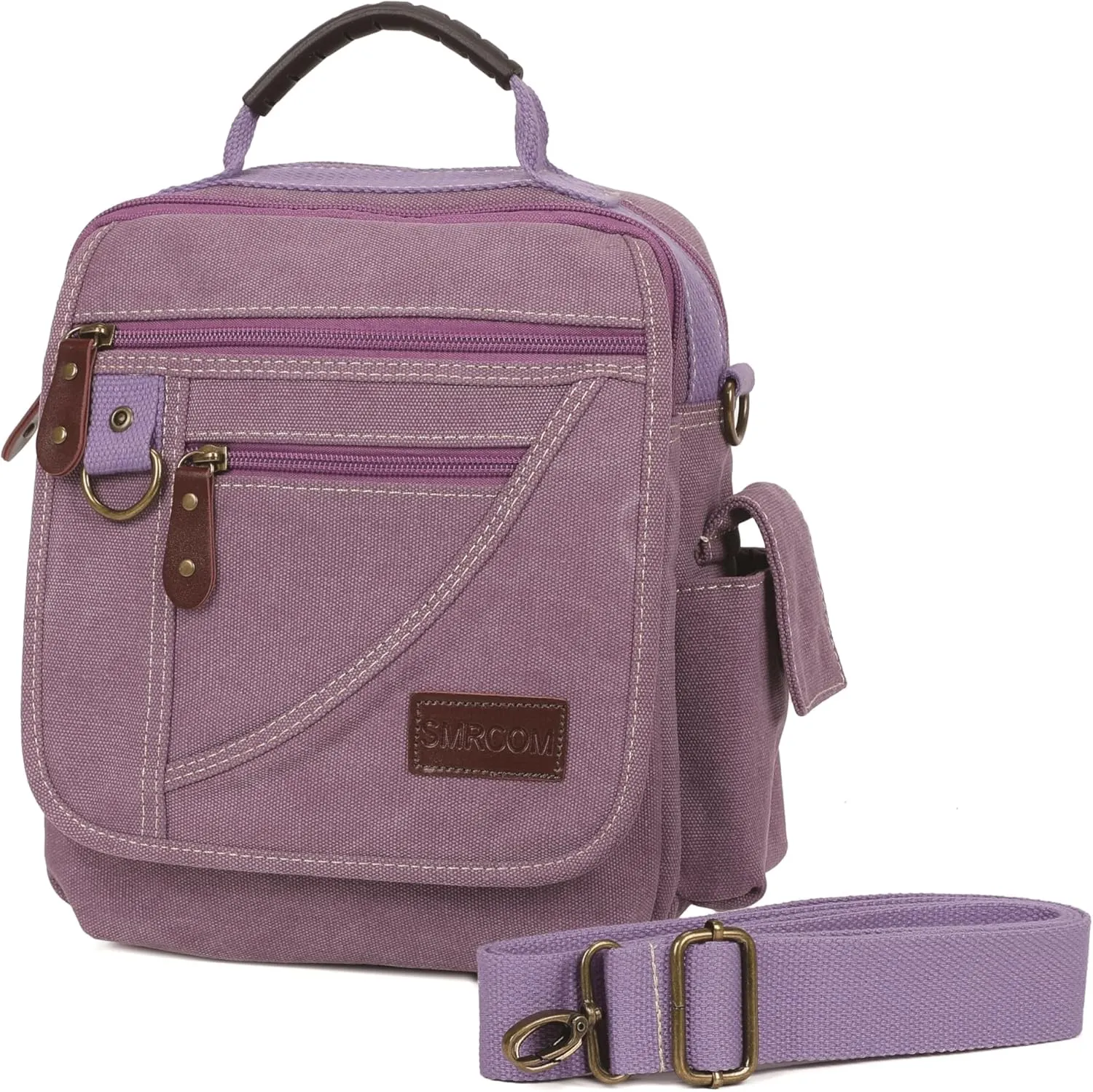 Men Purse Shoulder Small Crossbody Canvas Messenger Tote Side Travel Bag Detachable Strap