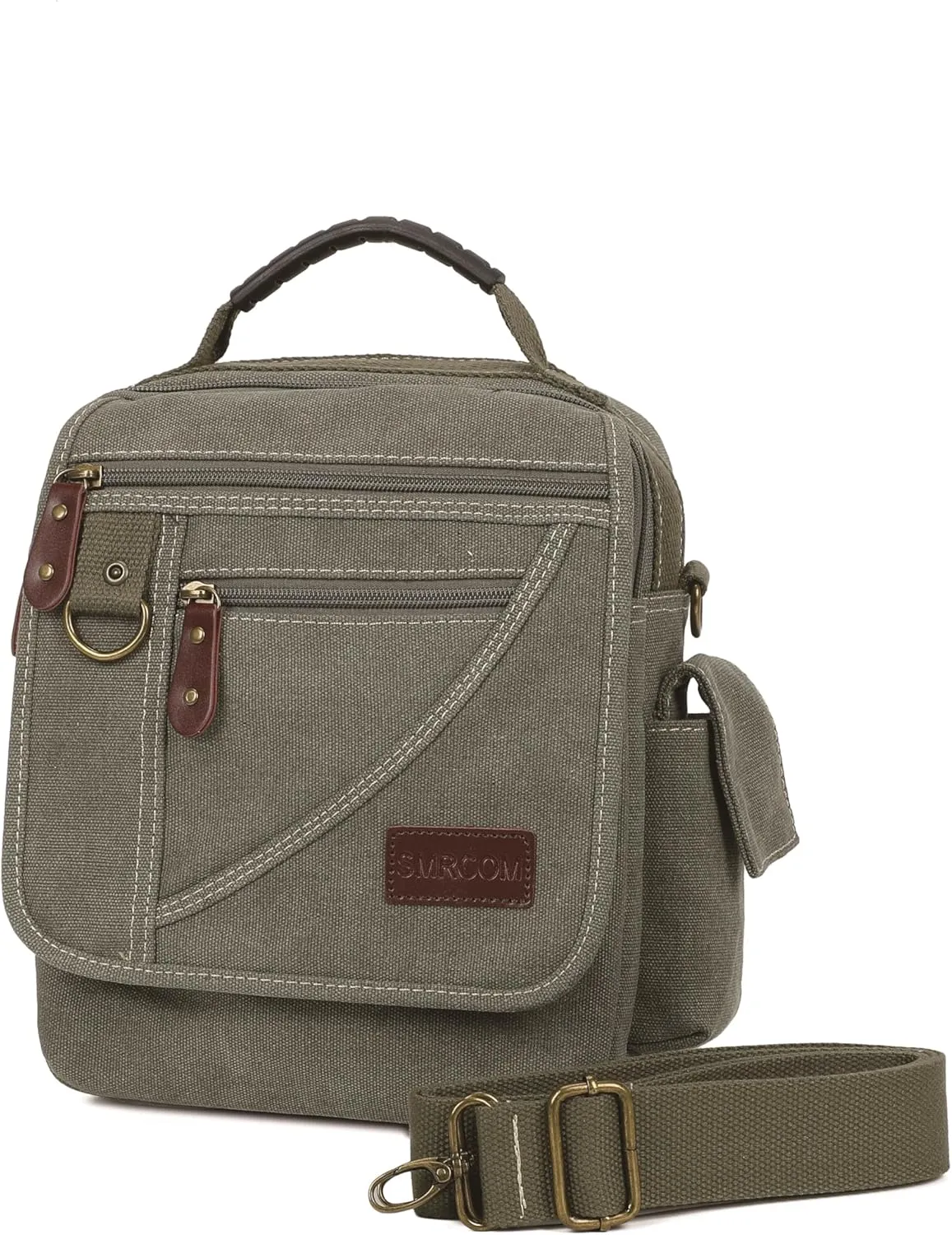 Men Purse Shoulder Small Crossbody Canvas Messenger Tote Side Travel Bag Detachable Strap