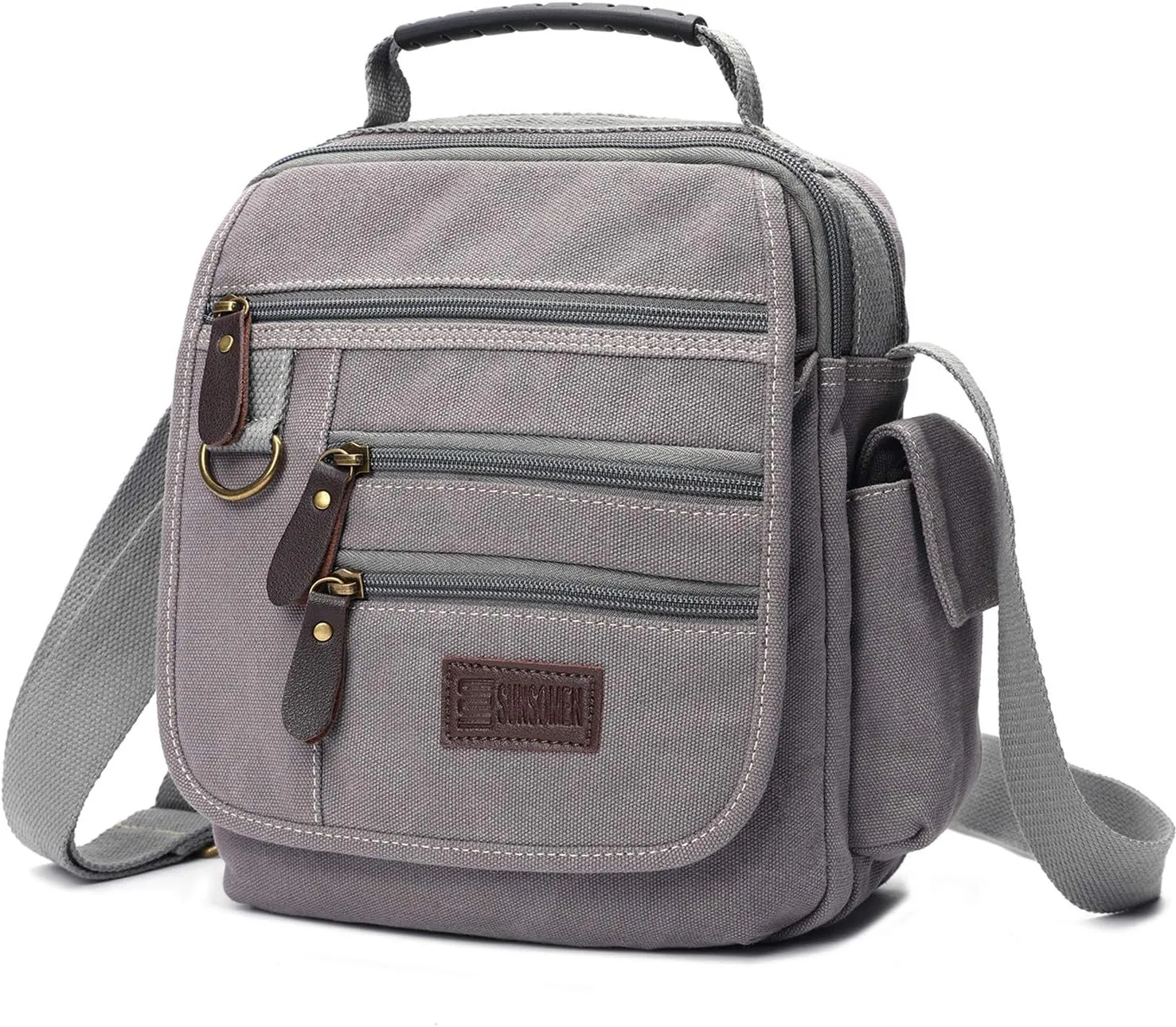 Mens bag Canvas Shoulder Bag Small Messenger Crossbody Bag Work Bag Vintage Multi-function