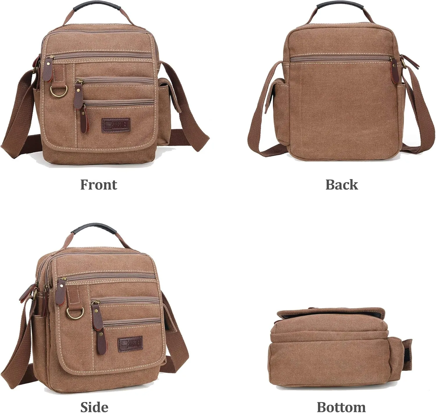 Mens bag Canvas Shoulder Bag Small Messenger Crossbody Bag Work Bag Vintage Multi-function