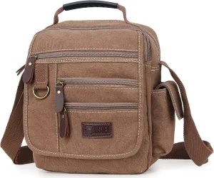 Mens bag Canvas Shoulder Bag Small Messenger Crossbody Bag Work Bag Vintage Multi-function