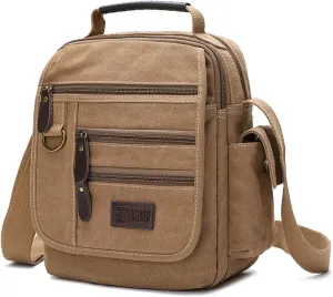 Mens bag Canvas Shoulder Bag Small Messenger Crossbody Bag Work Bag Vintage Multi-function