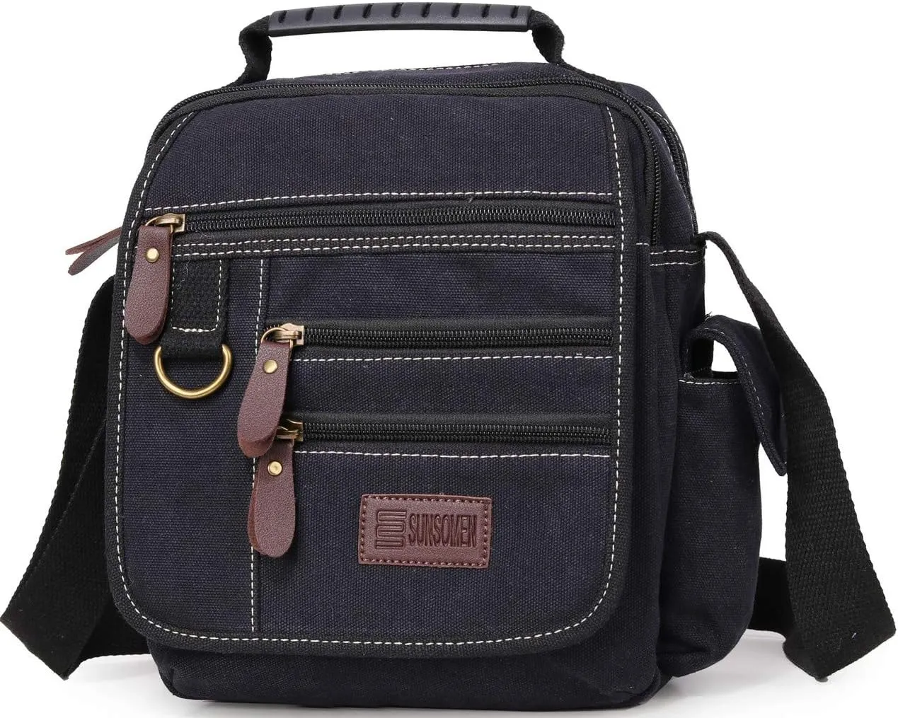 Mens bag Canvas Shoulder Bag Small Messenger Crossbody Bag Work Bag Vintage Multi-function