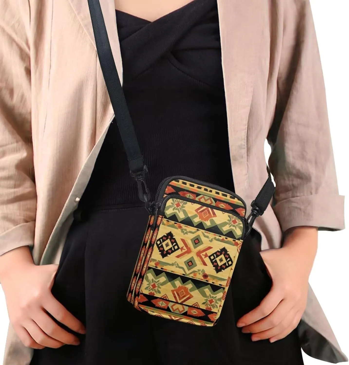 Mens Pouch Bag Crossbody Sling Bag for Coins 2 Layer Shoulder Bag