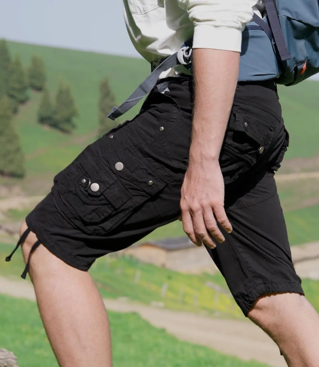 Men's Ripstop Cargo Shorts-Long Cotton Twill Straight Leg for Work Outdoor