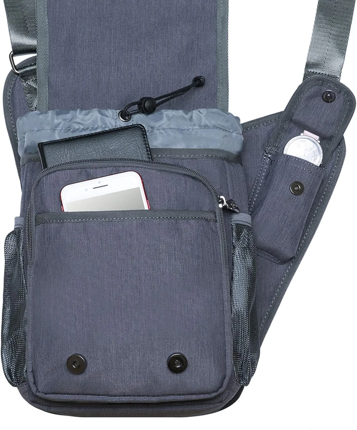 Mens Vintage Canvas Shoulder Messenger Bag Chest Leather Patchwork Messenger Bag