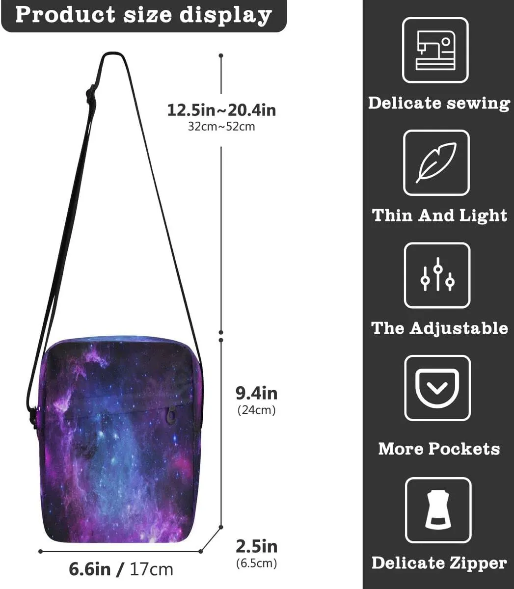 Messenger Bag Crossbody Shoulder Bag Canvas Shoulder Bag Universe Galaxy Nebula Space for Men Women Outdoor Travel Business