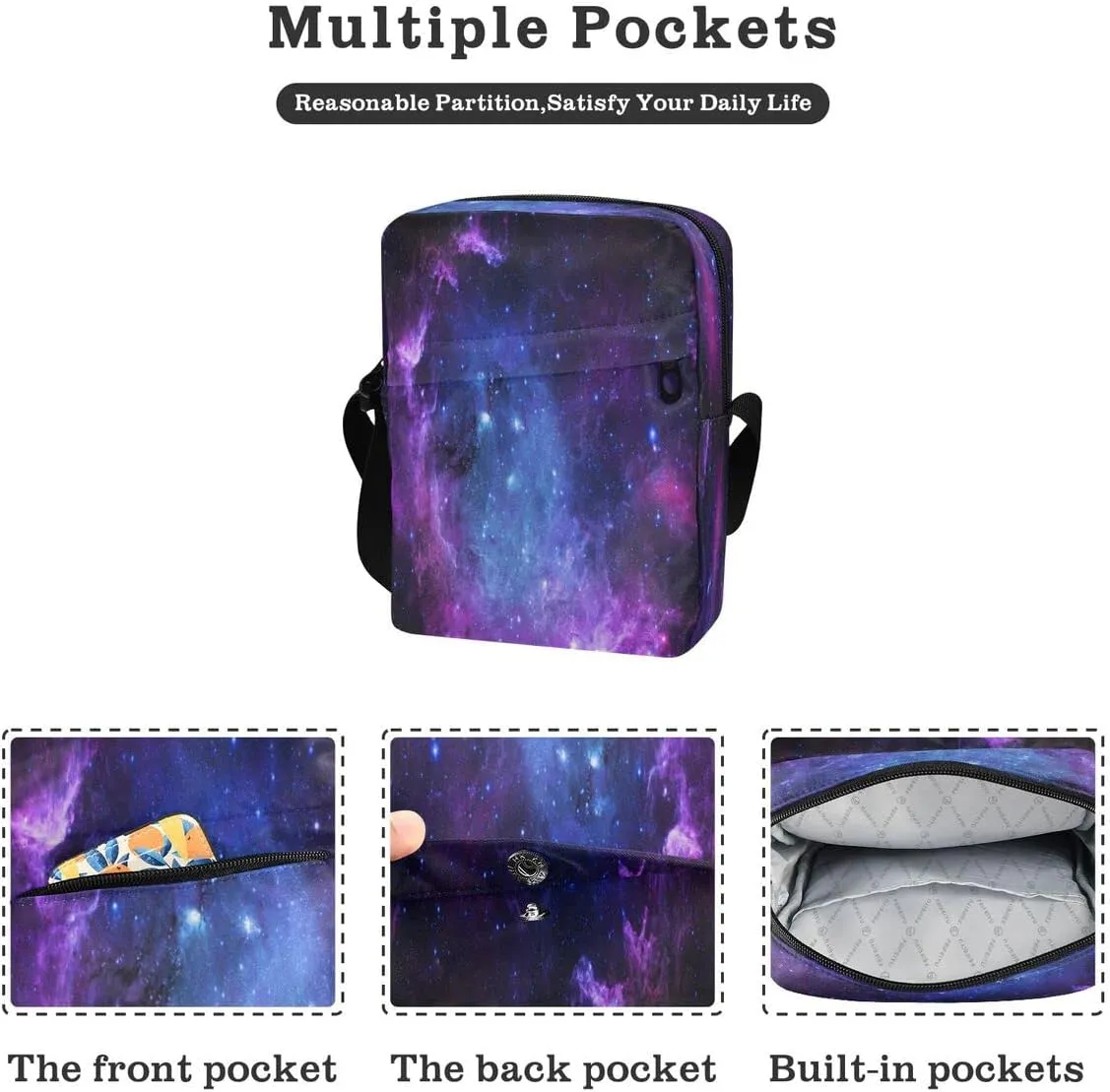 Messenger Bag Crossbody Shoulder Bag Canvas Shoulder Bag Universe Galaxy Nebula Space for Men Women Outdoor Travel Business