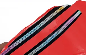 Metallic Color Holographic Fanny Pack Shiny Waist Packs Waterproof Belt Bag with Adjustable Belt for Women Men (Red)