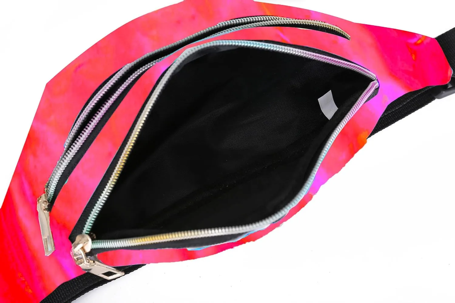 Metallic Color Holographic Fanny Pack Shiny Waist Packs Waterproof Belt Bag with Adjustable Belt for Women Men (Red)