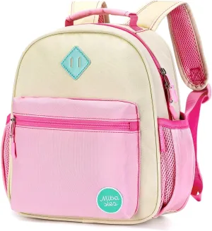 mibasies Toddler Backpack for Girls 2-4, Little Girls Backpack for Preschool Kindergarten Daycare, Mini, Beige Pink