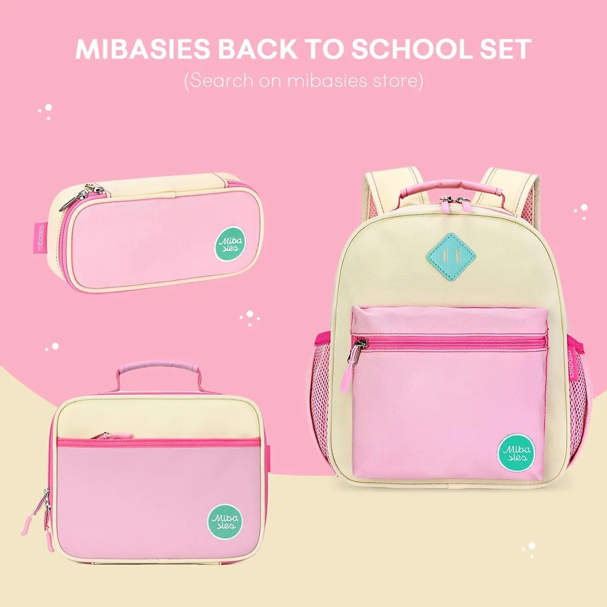 mibasies Toddler Backpack for Girls 2-4, Little Girls Backpack for Preschool Kindergarten Daycare, Mini, Beige Pink