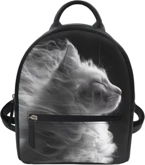 Mini Backpack Purse For Women Teen Girls Cat With Flowing Hair Pattern Shoulder Bag Water-Resistant Small Back Pack Lightweight Backpacks For Work Hiking And Everyday Use