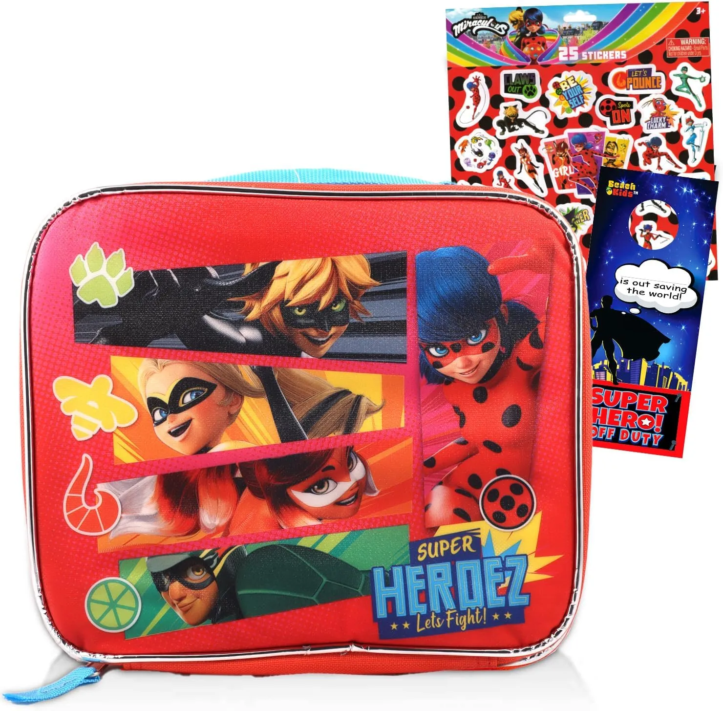 Miraculous Ladybug Lunch Box Set - Bundle of Insulated Lunch Bag, Stickers, Temporary Tattoos, and More | Miraculous Ladybug School Supplies
