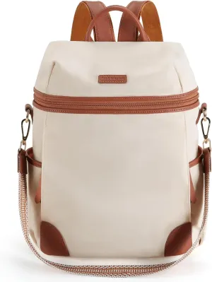Missnine Backpack Purse for Women, Travel Backpack with Secured Zipper, Convertible Designer Satchel Bag, Lightweight Rucksack for Work, College, Gym, Hiking, Brown Beige