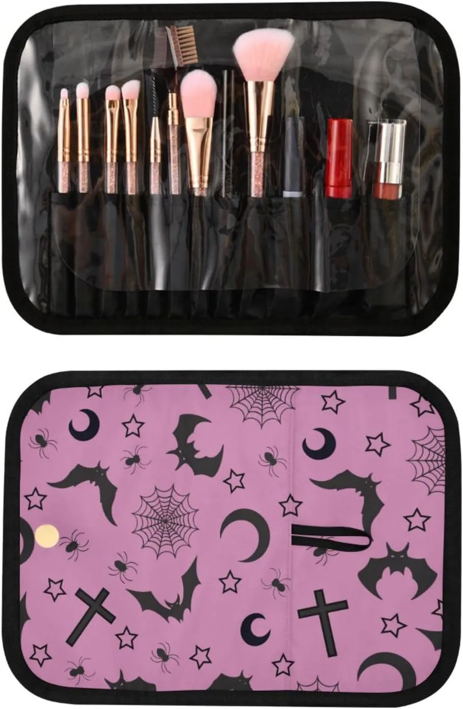 MNSRUU 3 PCS Toiletry Bag, Cross and Bat Hanging Makeup Bag for Toiletries Goth Travel Toiletry Organizer Bags Portable Clear Toiletry Kit