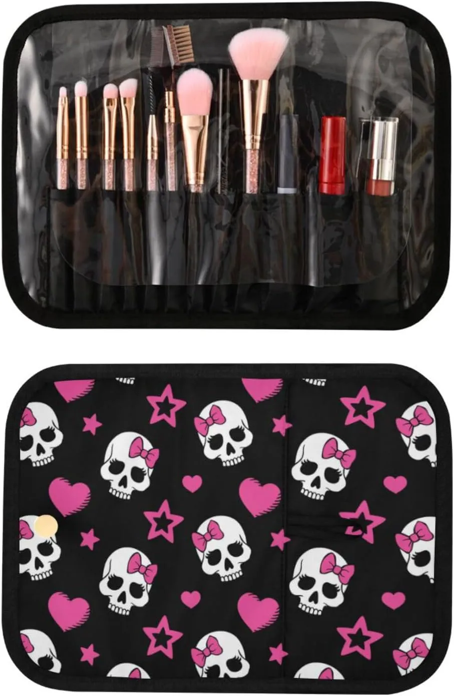 MNSRUU 3 PCS Toiletry Bag, White Skull Black Hanging Makeup Bag for Toiletries Travel Toiletry Organizer Bags Portable Clear Toiletry Kit